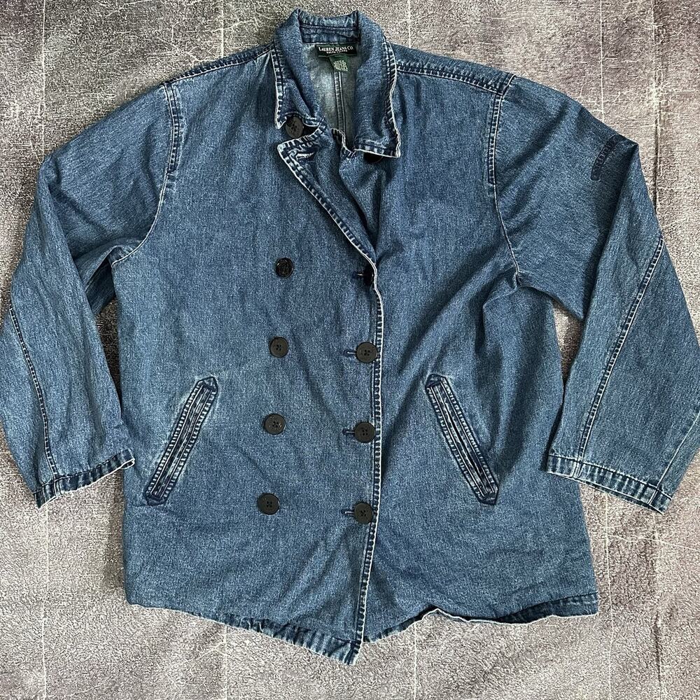 Women's Vintage Y2K Lauren Ralph Lauren Denim Button Up Chore Coat Jacket Sz L